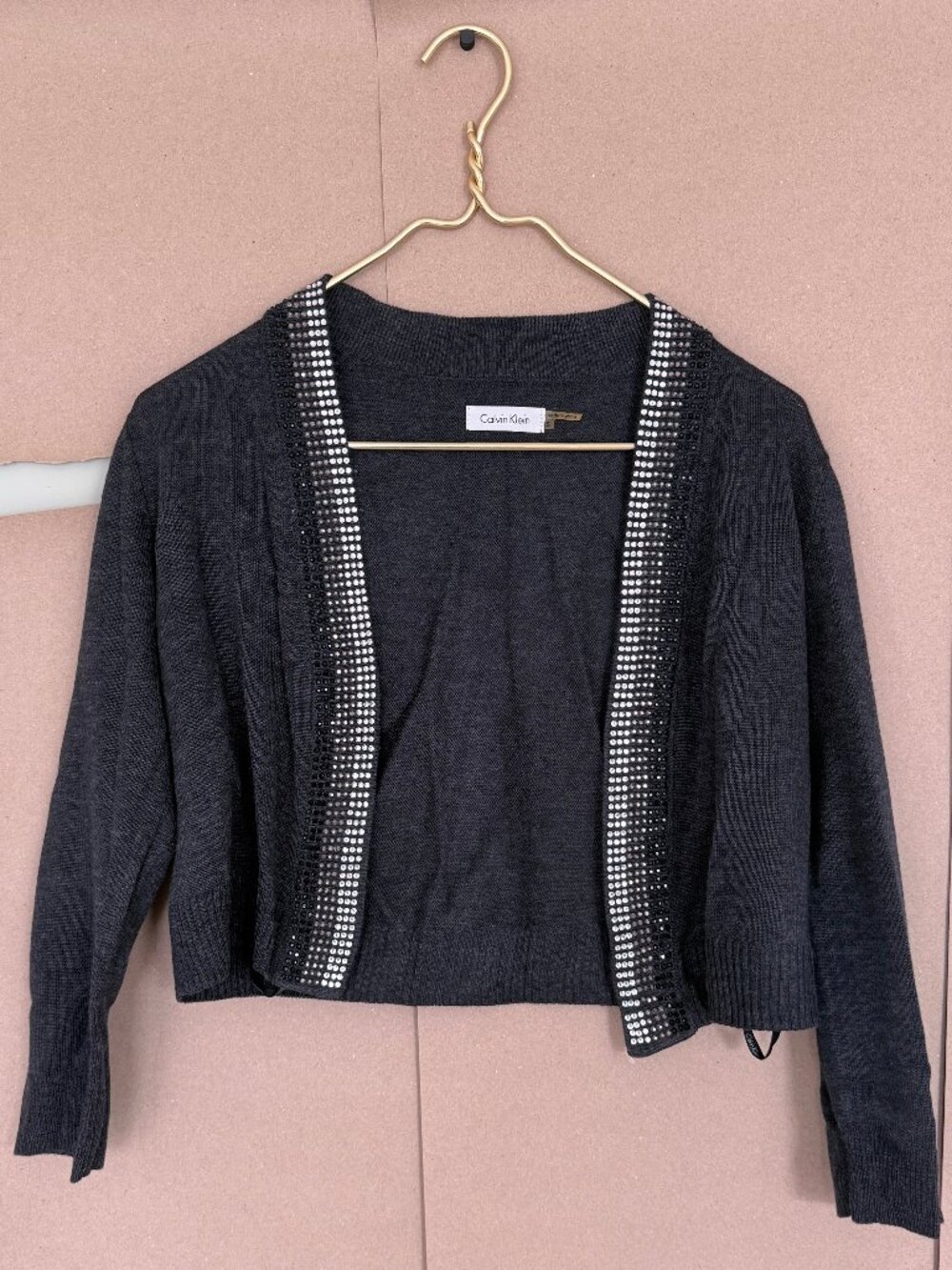 Calvin Klein Size Small cropped grey sweater with sequins